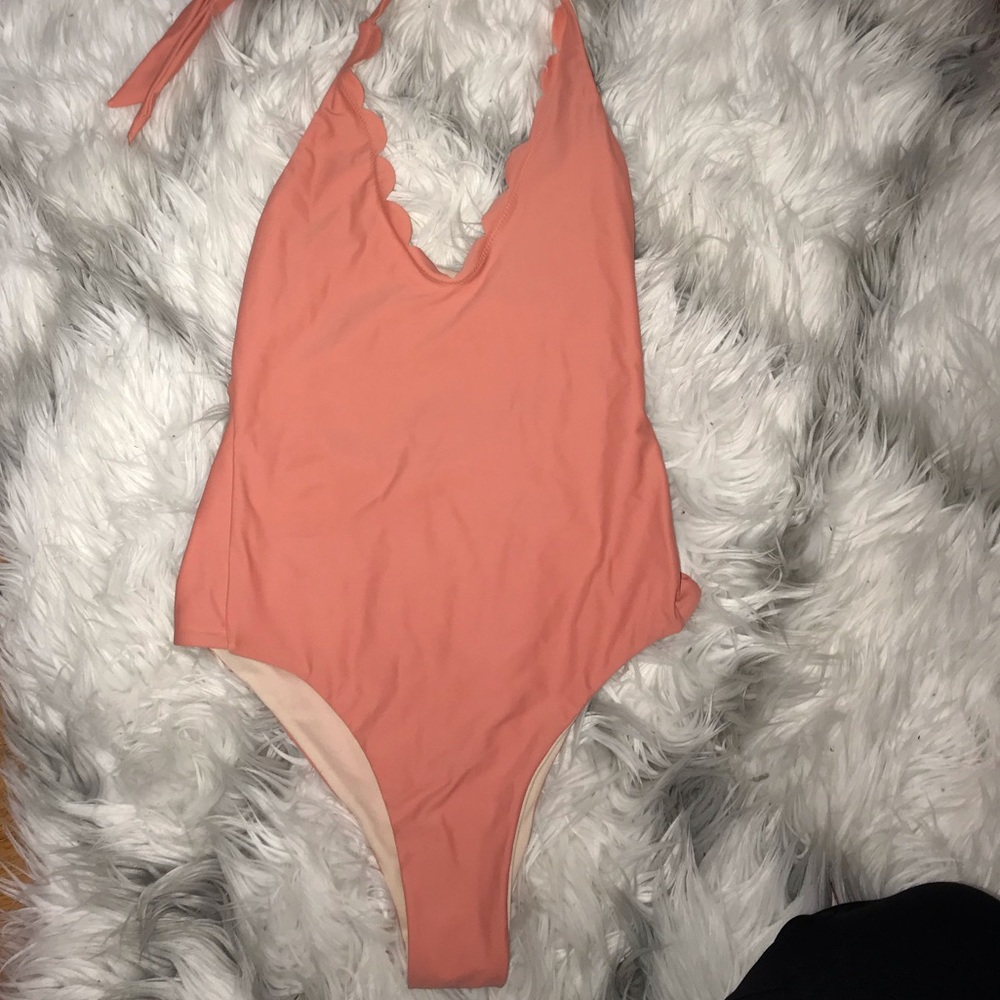One piece scalloped swimsuit